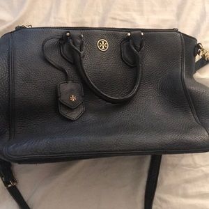 Black Leather Tory Burch Bag